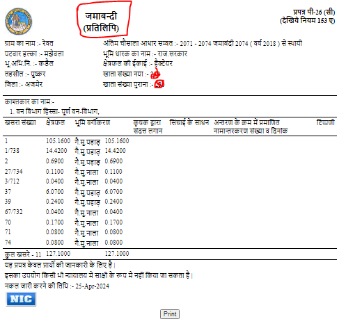 E-sign Adhikrt Nakal Praapt Karen: E-dharti Apna Khata Rajasthan