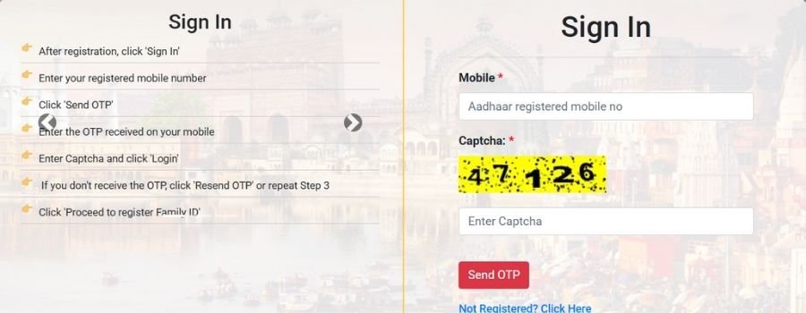 Login Process for familyid. up. gov. in